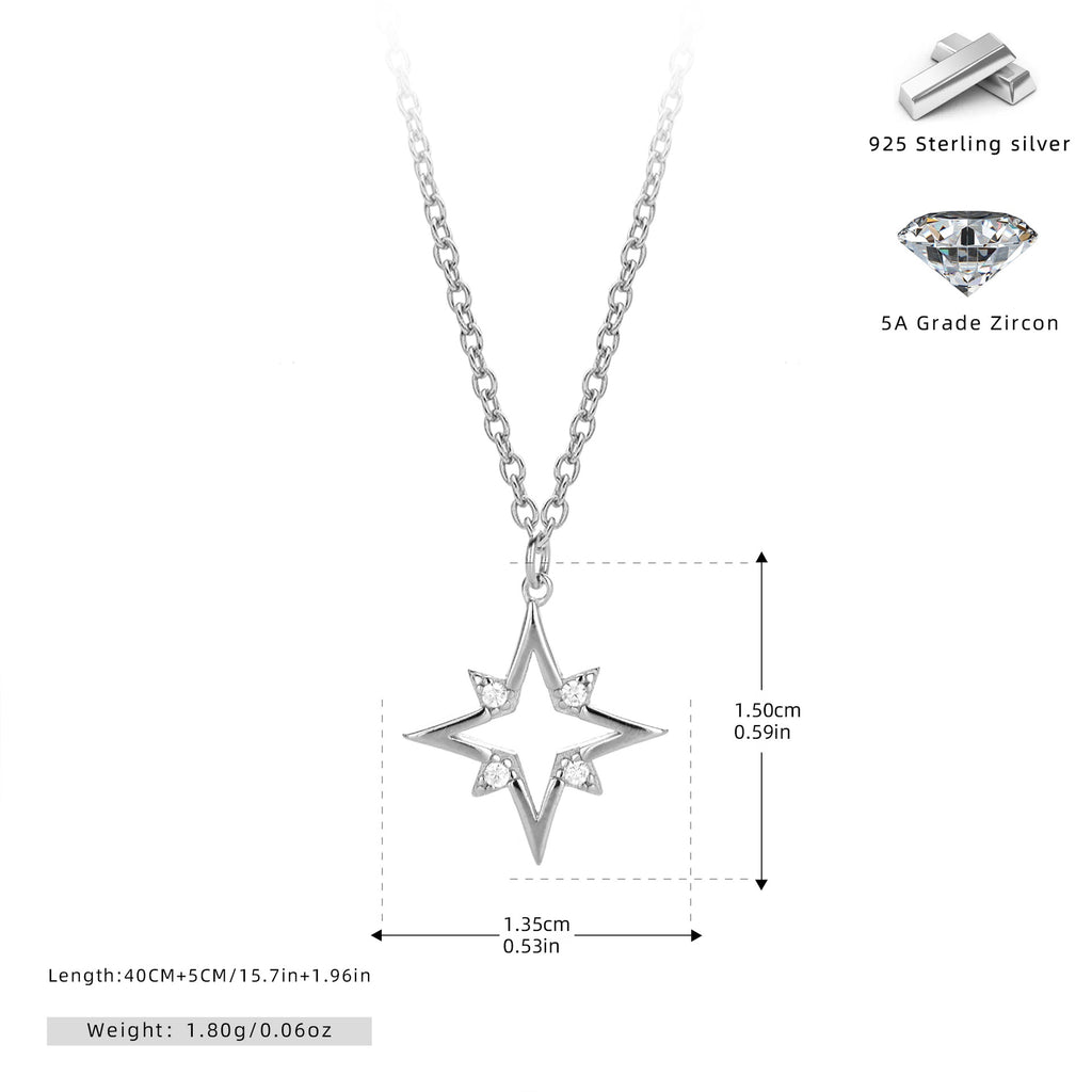 Damen Halskette mit funkelndem Sternenanhänger aus hochwertigem 925 Sterling Silber Shop Nory
