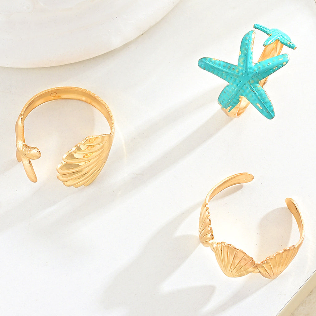 Damen elegantes Ring-Set mit maritimen Motiven und kreativen Details Shop Nory