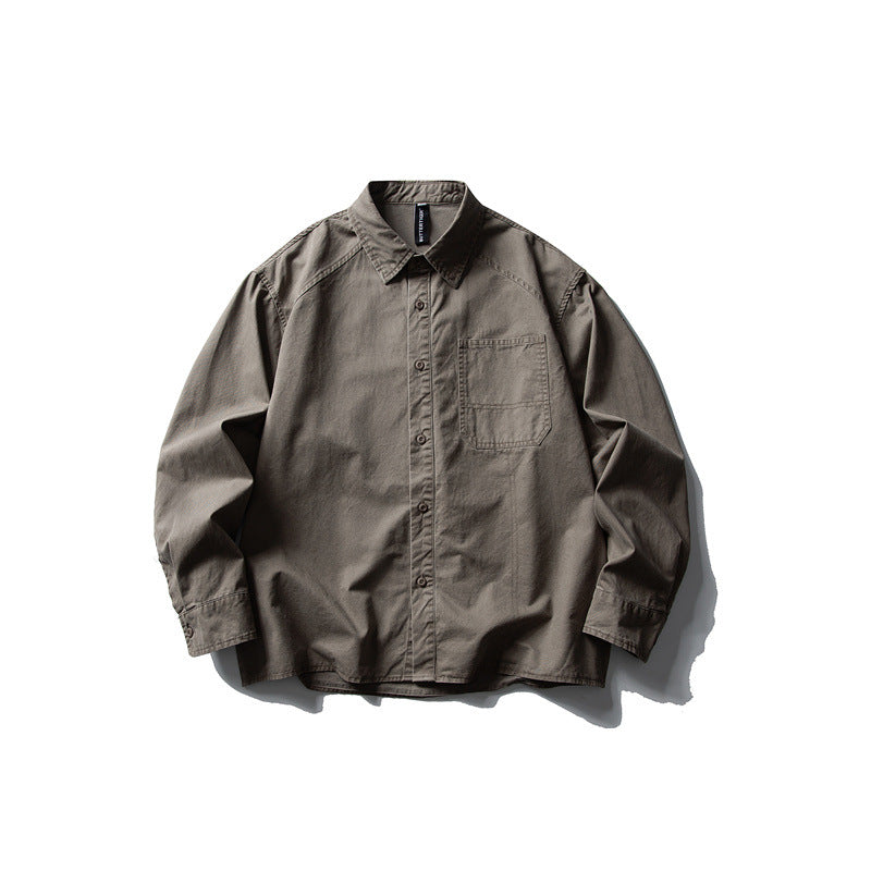 Herren Oversize-Hemdjacke aus robustem Baumwoll-Twill mit aufgesetzter Brusttasche und geradem Saum Shop Nory