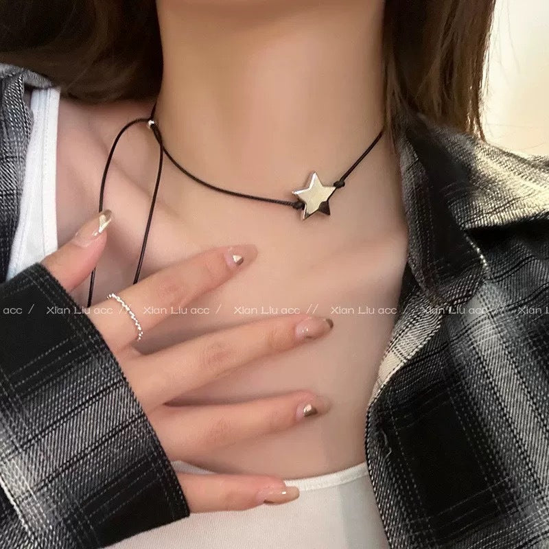 Damen Halskette mit einzigartigem Sternenanhänger und verstellbarem Kordelverschluss Shop Nory