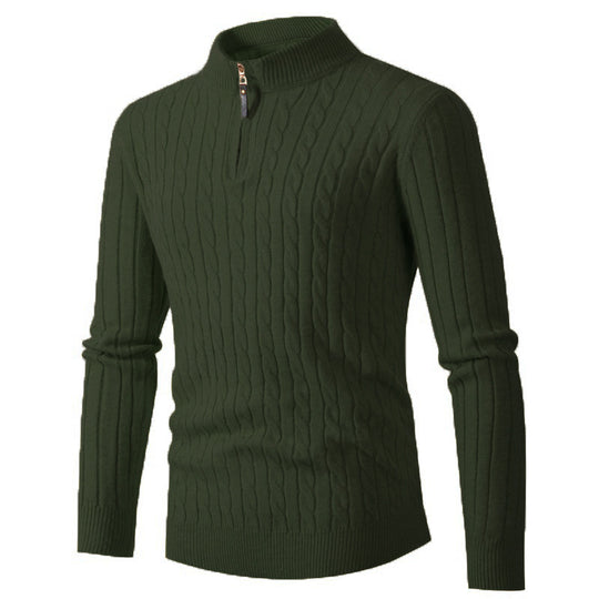 Herren Zopfmuster-Halbzipp-Pullover mit Mockneck und schmaler Silhouette Shop Nory