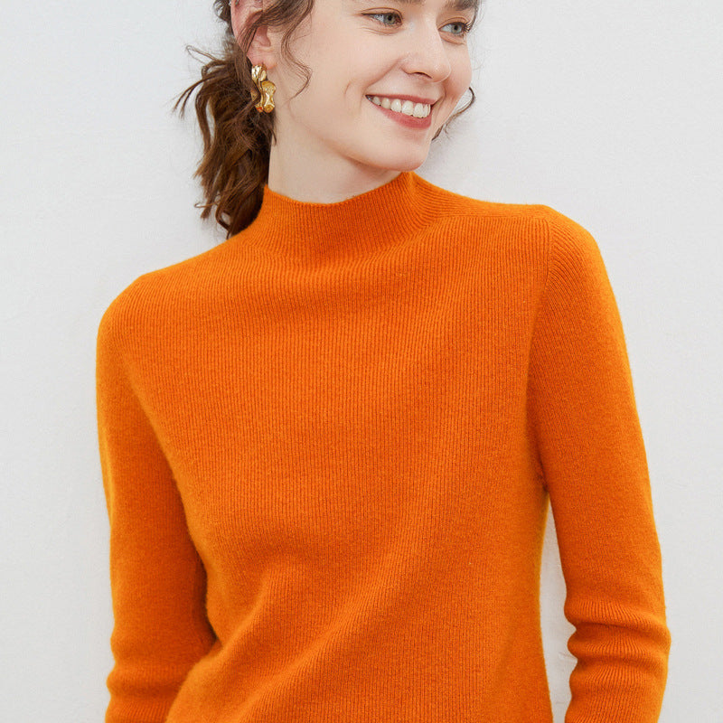 Damen Leichter taillierter Mockneck-Pullover in kaschmirähnlicher Mohair-Optik mit feiner Rippenstruktur Shop Nory
