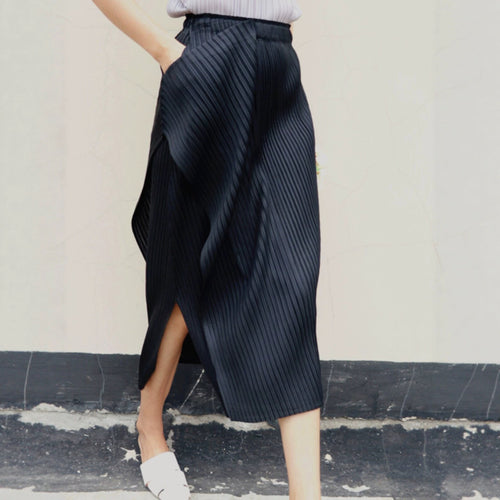 Damen Plissierter Midi-Rock mit asymmetrischem Saum Shop Nory