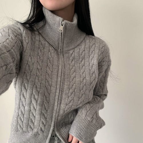 Damen Grob gestrickte Zip-Cardigan Shop Nory