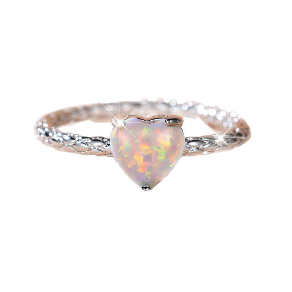 Damen Ring mit herzförmigem Opal-Steindetails Shop Nory