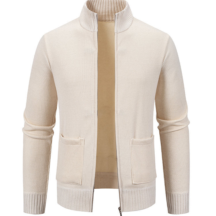 Herren Strickjacke mit durchgehendem Reißverschluss und seitlichen Taschen