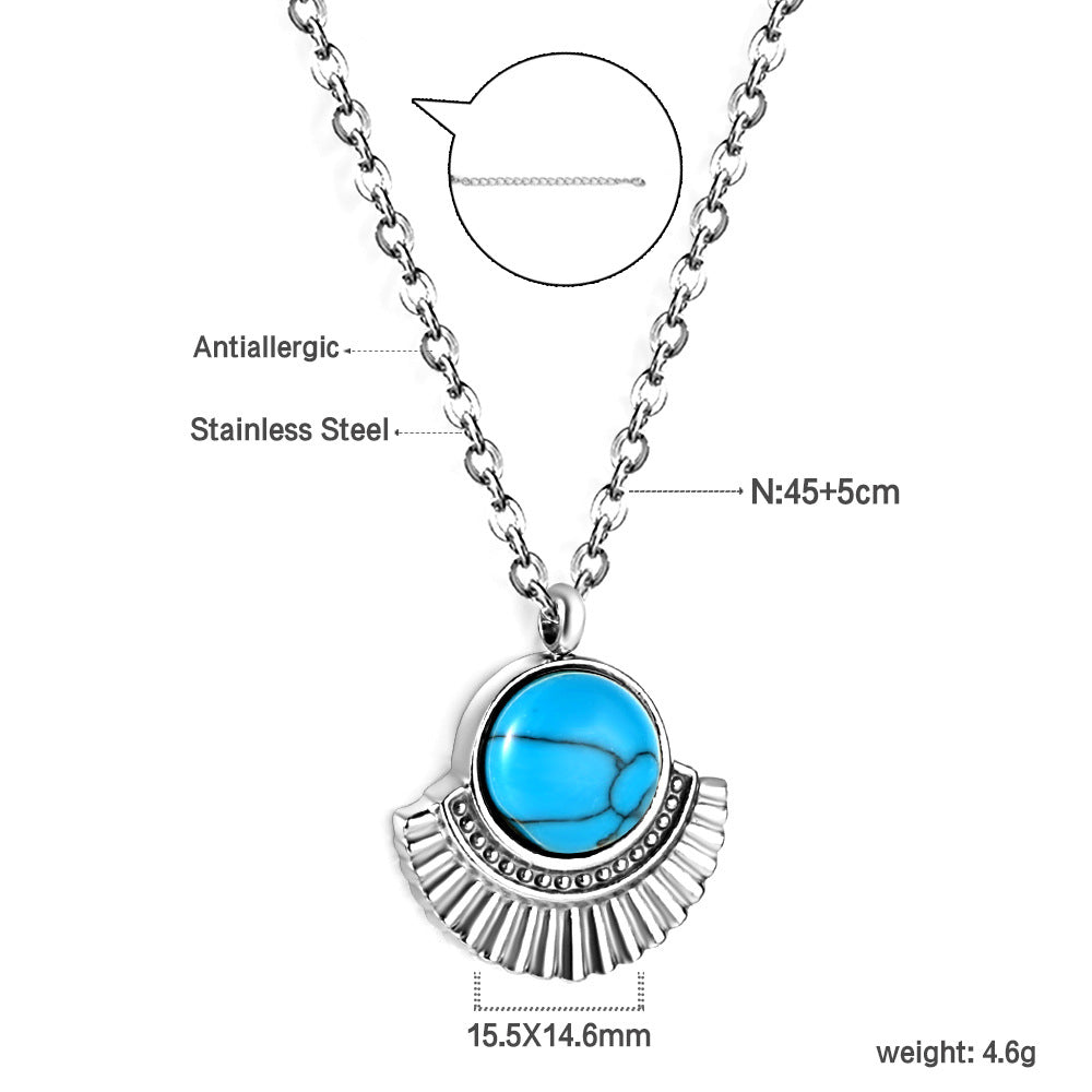 Damen Halskette mit goldplattiertem Anhänger und türkisfarbenem Stein Shop Nory