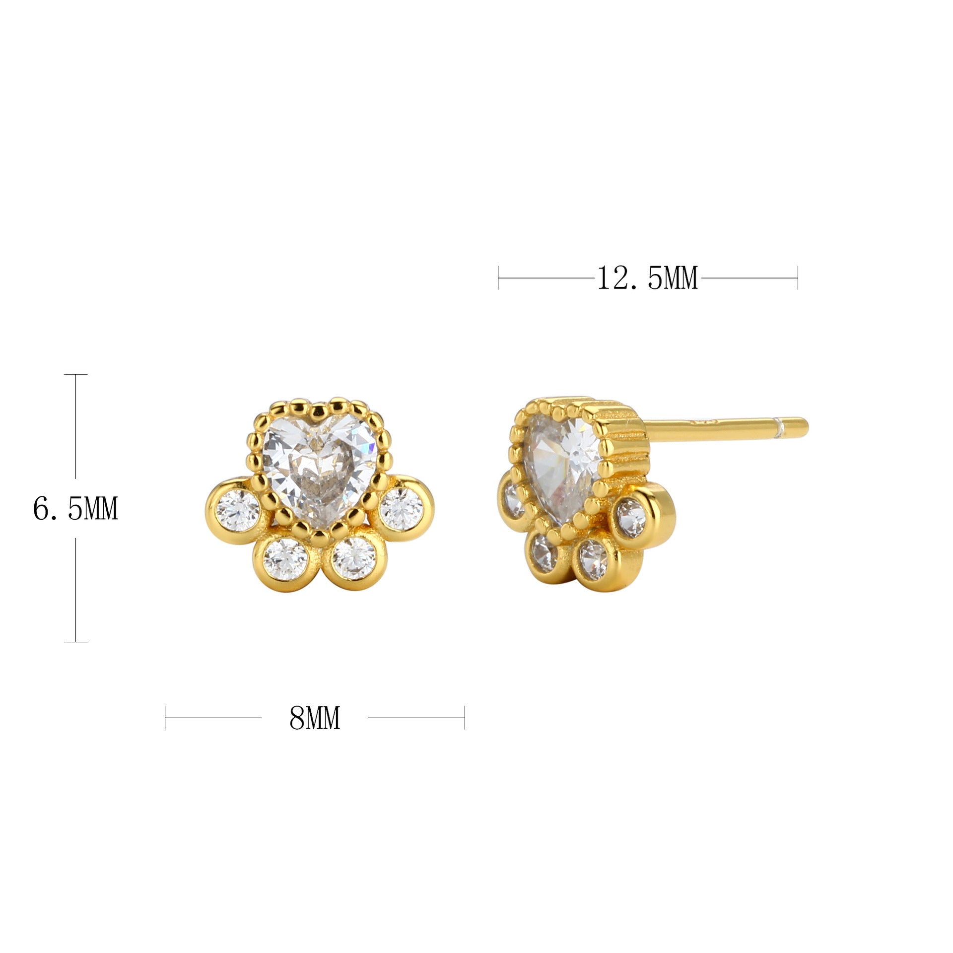 Damen Ohrstecker mit Herzmotiv und funkelnden Zirkonia Shop Nory