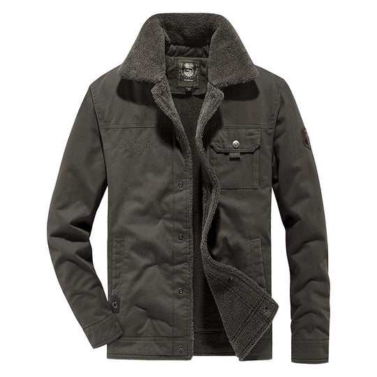 Herren Baumwoll-Canvas Feldjacke mit Teddyfutter und Utility-Taschen Shop Nory