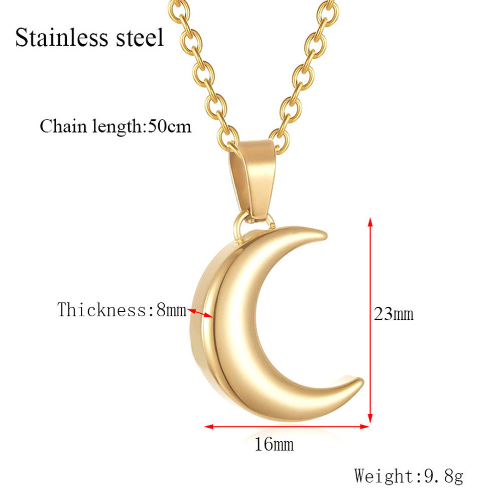 Damen eleganter Edelstahl-Mondanhänger mit feinem Kettenverschluss Shop Nory