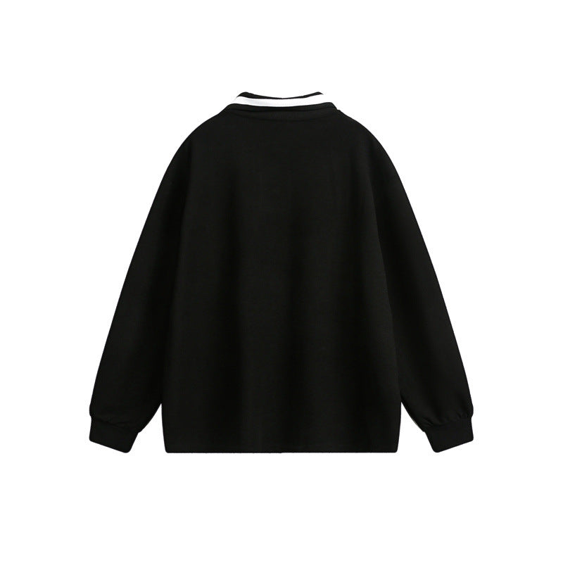 Unisex Oversize Polo-Sweatshirt mit Kontrast-Knopfleiste und Rippbündchen Shop Nory