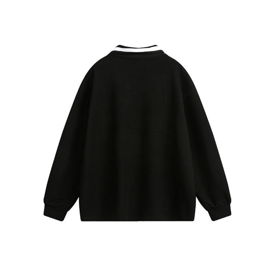 Unisex Oversize Polo-Sweatshirt mit Kontrast-Knopfleiste und Rippbündchen Shop Nory