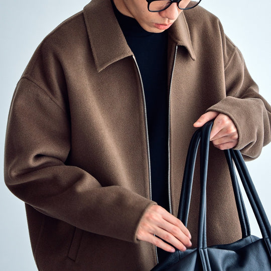 Herren Wolljacke mit Reißverschluss und weiter Passform Shop Nory