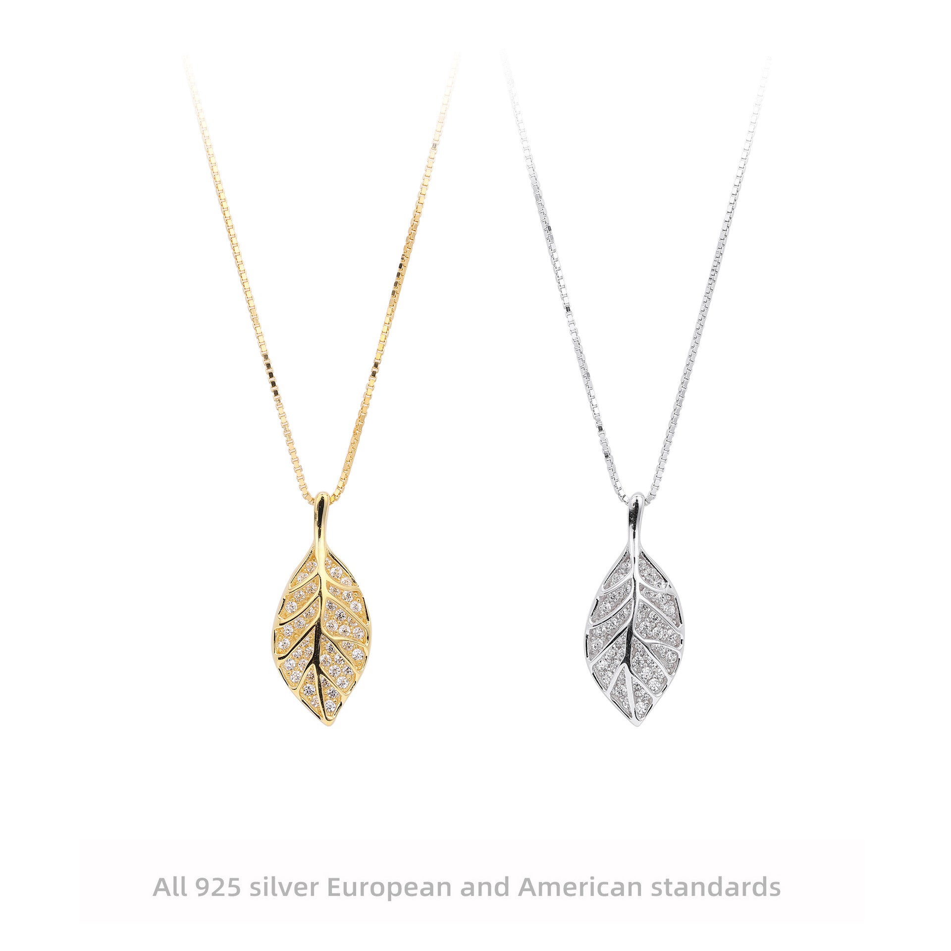 Damen Halskette mit filigranem Blätterdesign und hochwertigem Zirkonbesatz Shop Nory