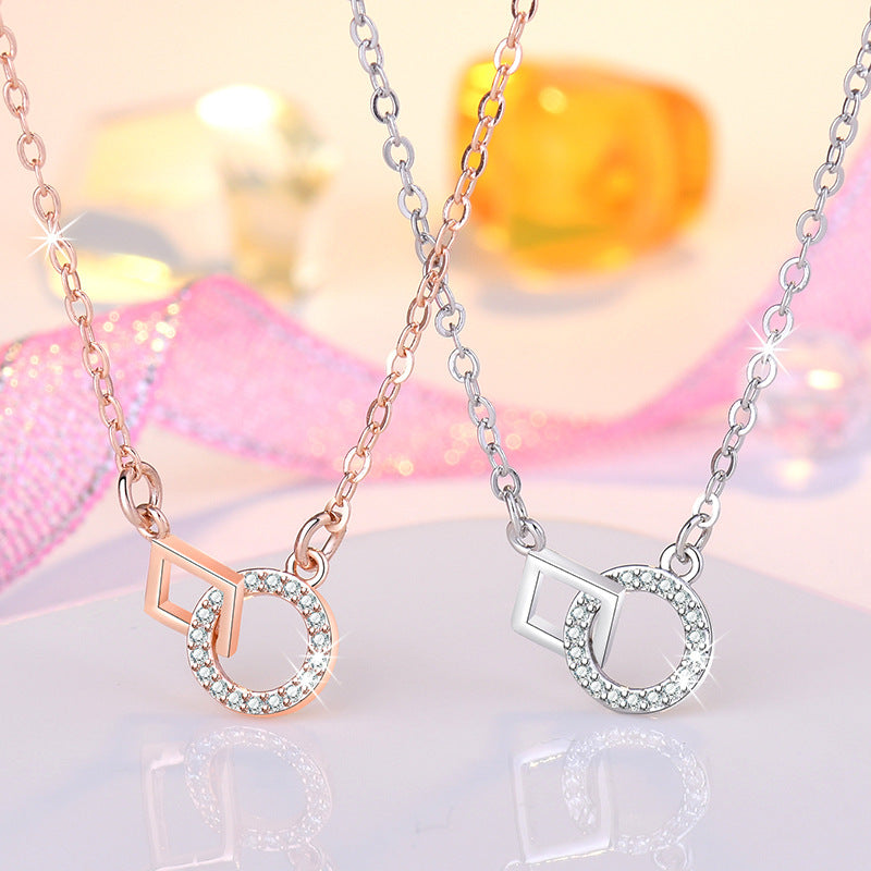 Damen zarte Halskette mit geometrischem Design und funkelnden Zirkonia Shop Nory