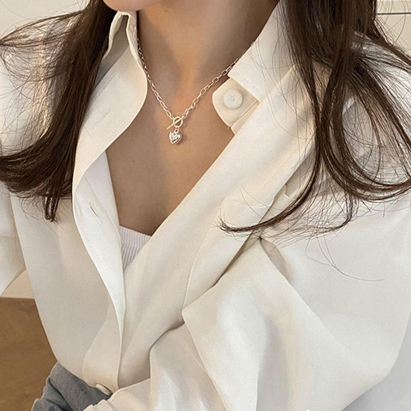 Damen Halskette mit herzförmigem Anhänger und Kettendesign Shop Nory