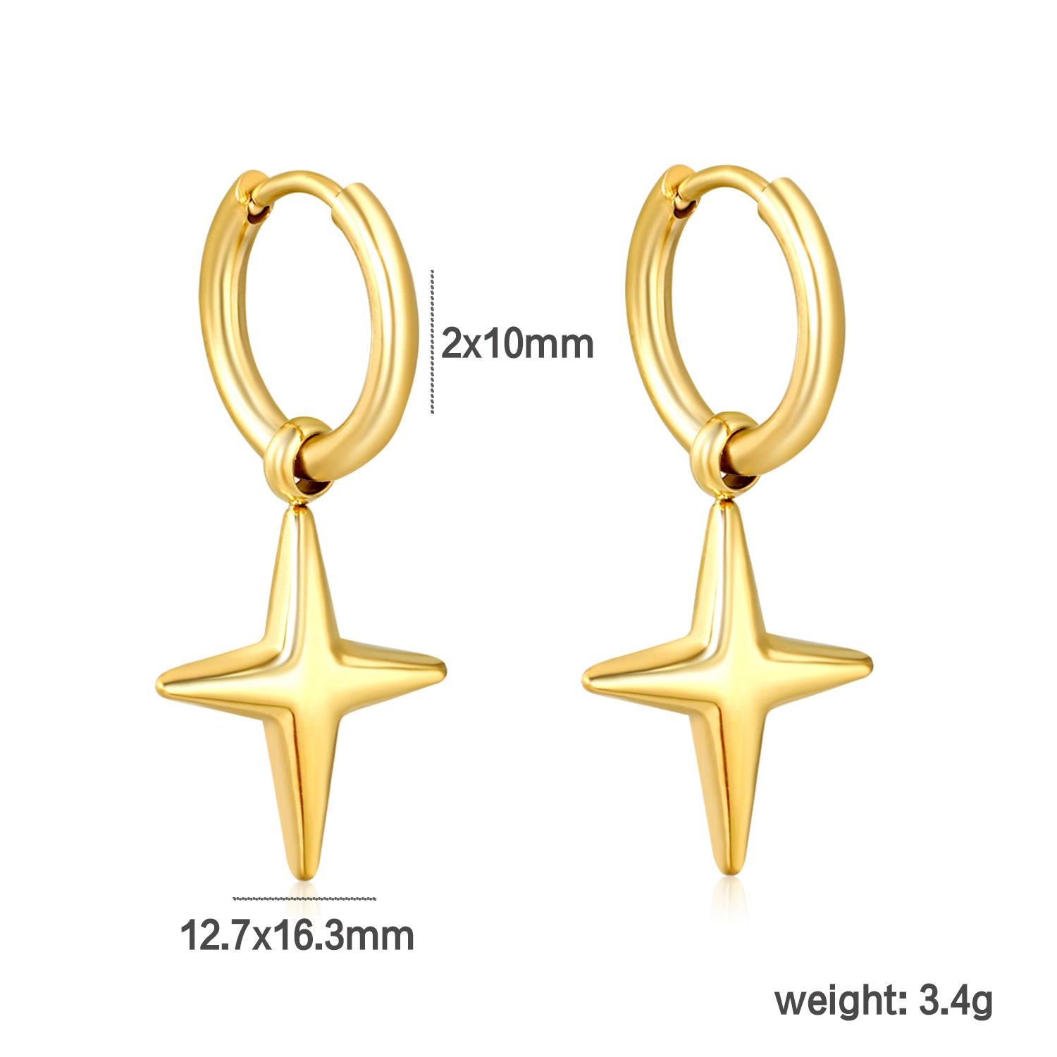 Damen Hängende Ohrringe mit sternförmigem Anhänger aus hochwertigem Edelstahl Shop Nory