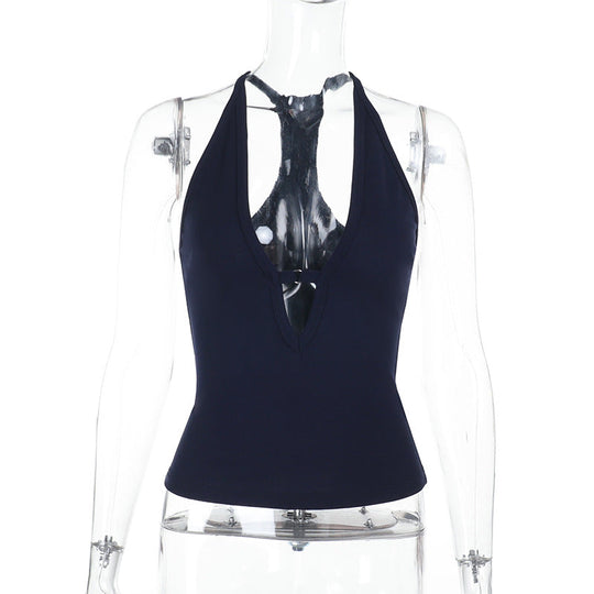 Damen Sportives Haltertop mit tiefem V-Ausschnitt