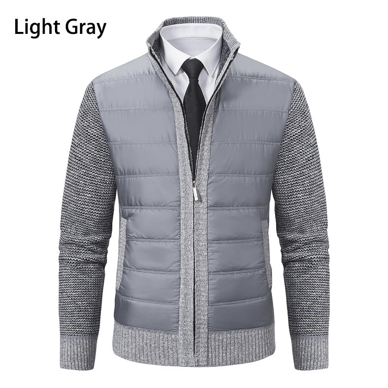 Herren gesteppte Hybrid-Strickjacke mit Stehkragen Reißverschluss und Eingrifftaschen Shop Nory