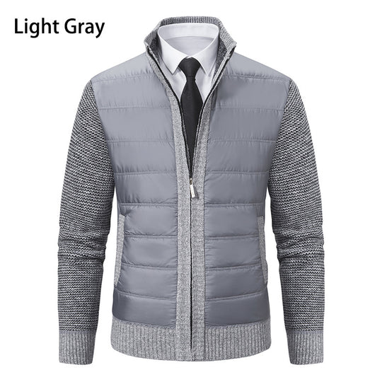 Herren gesteppte Hybrid-Strickjacke mit Stehkragen Reißverschluss und Eingrifftaschen Shop Nory