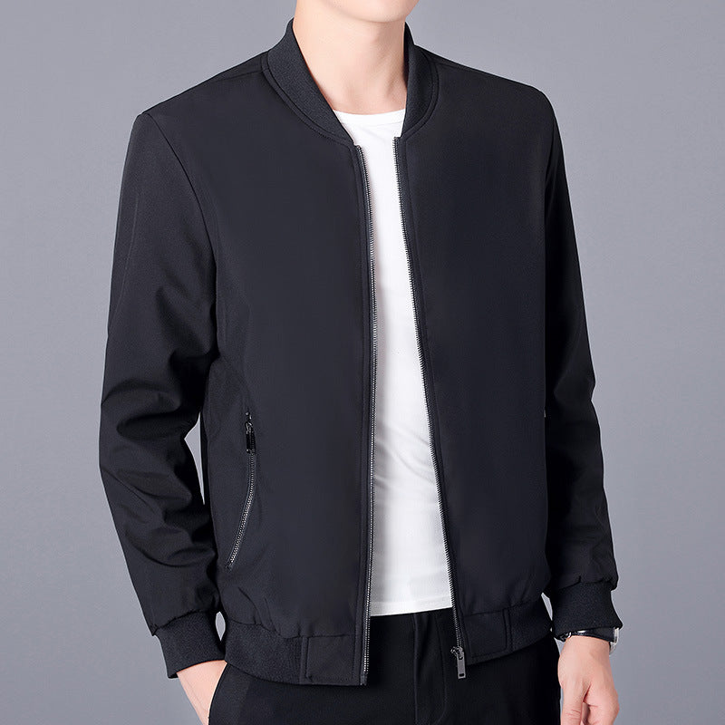 Herren Leichte Casual-Bomberjacke aus Microfaser mit Zwei-Wege-Reißverschluss und Rippbündchen Shop Nory