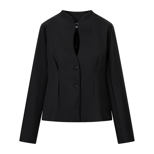 Damen Taillierte kragenlose Blazerjacke mit verdeckter Knopfleiste und figurnahen Abnähern Shop Nory