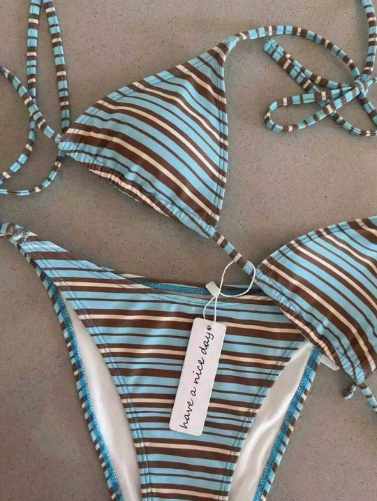 Damen Triangel-Bikini mit klassischem Punktmuster Shopnory