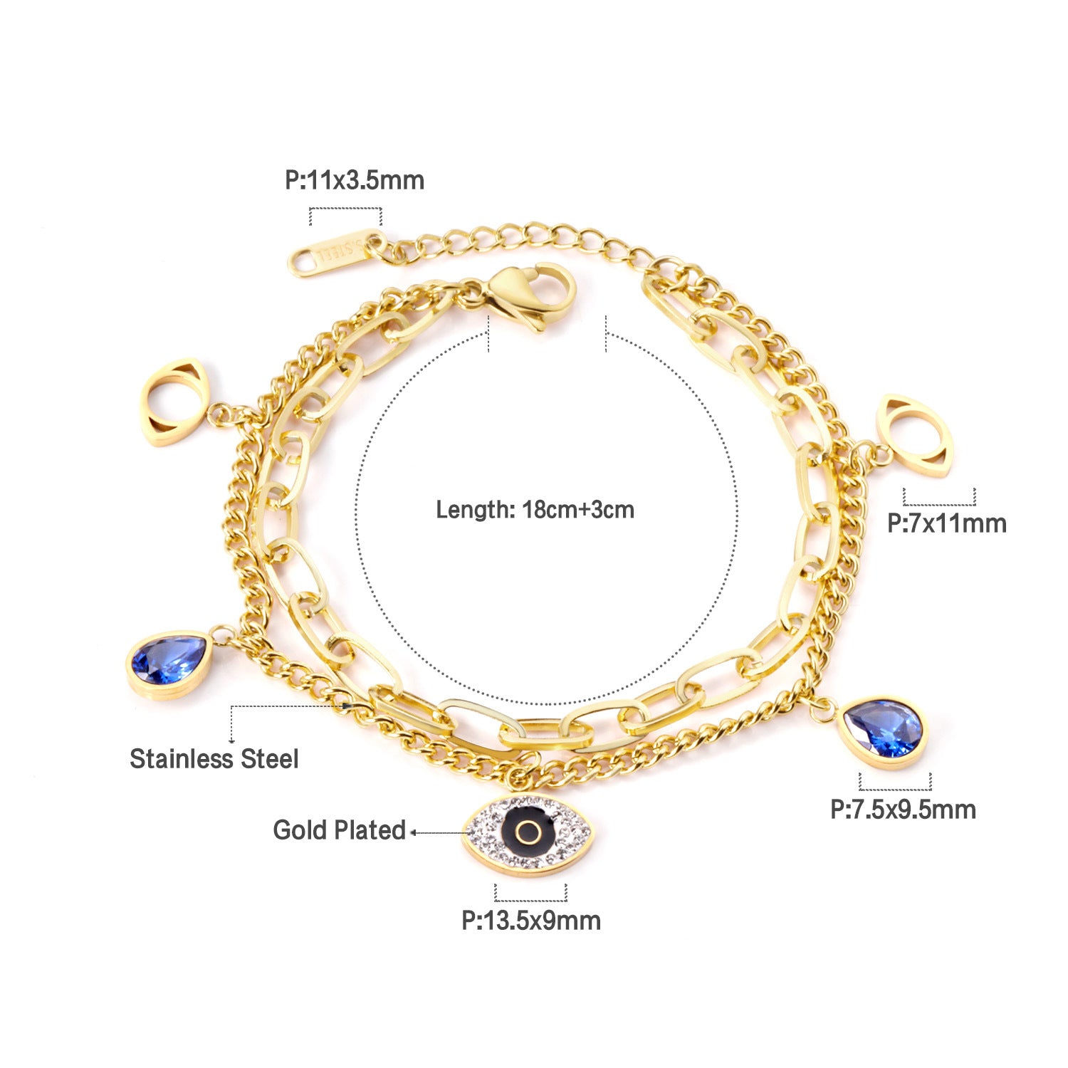 Damen Armband mit farbenfrohen Perlen und hochwertiger Edelstahl-Kette Shop Nory
