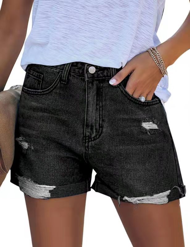 Damen Denim-Shorts im modischen Destroyed-Look mit lässigem Schnitt
