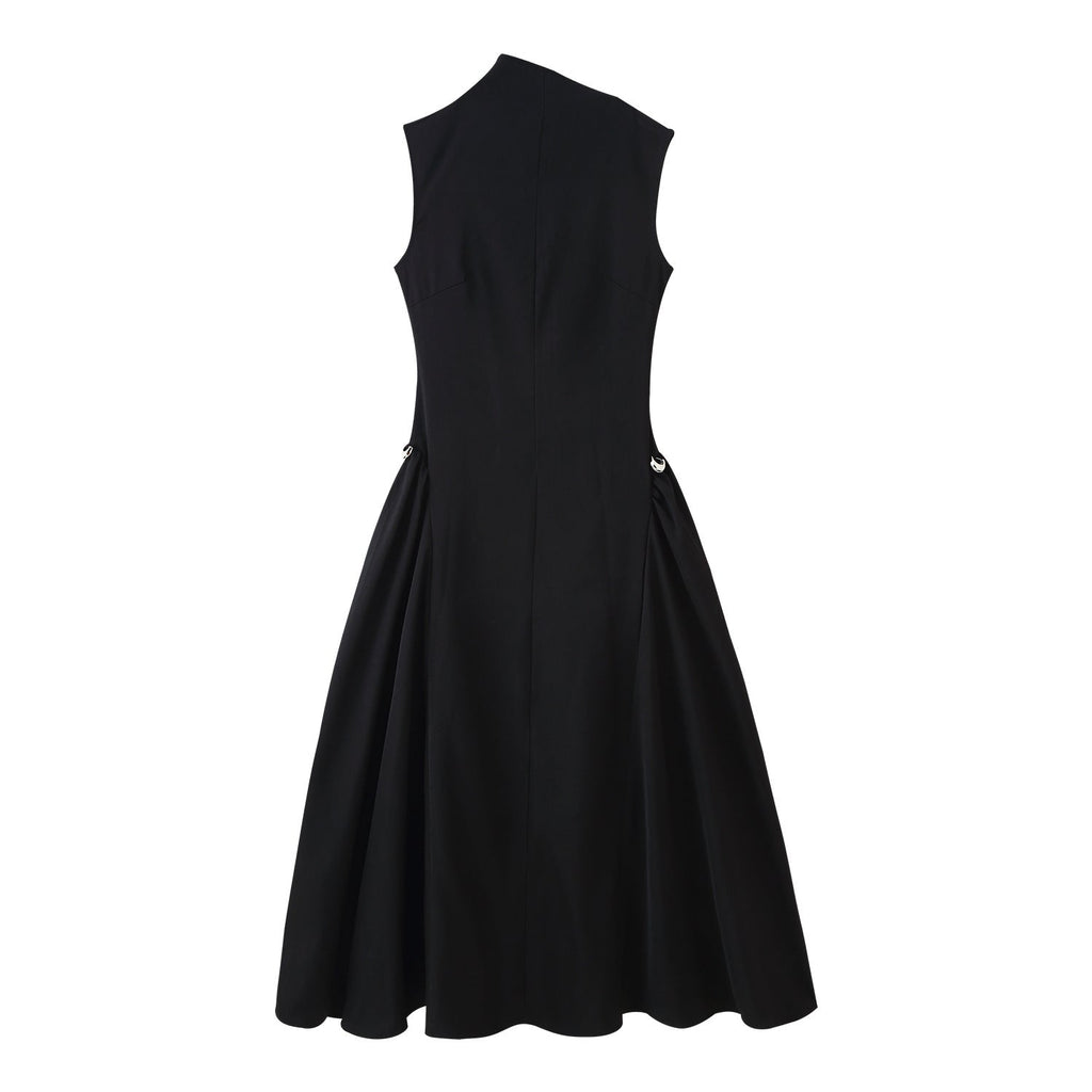 Damen A-Linien Kleid mit asymmetrischem Ausschnitt und eleganten Falten Shopnory
