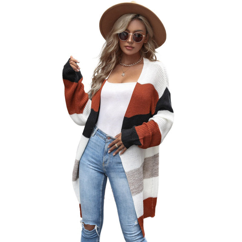 Damen Strickjacke mit blockfarbenen Streifen Shop Nory