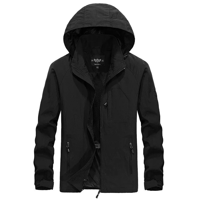Herren leichter winddichter Shell‑Hoodie mit Mesh‑Futter, Kapuze und verstellbarem Saum Shop Nory