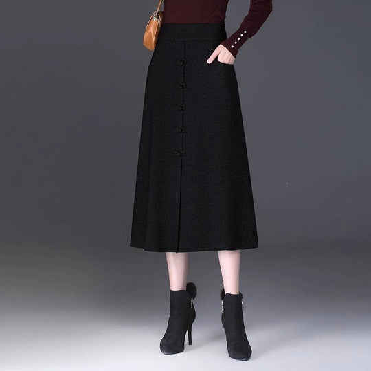 Damen Eleganter und schicker Midi-Rock mit Knopfdetails Shop Nory