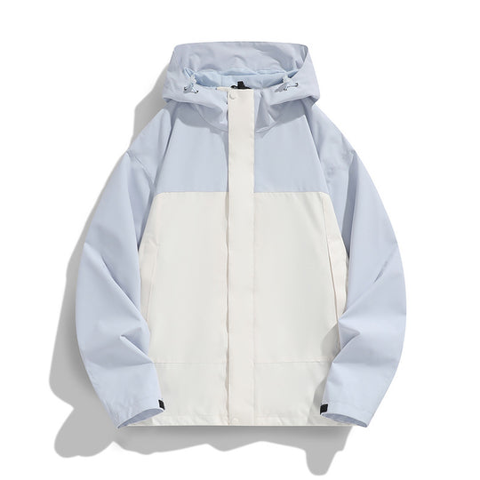 Herren Zweifarbige Softshell-Fieldjacke mit Kapuze, winddichtem Obermaterial und minimalistischen Eingriffstaschen Shop Nory