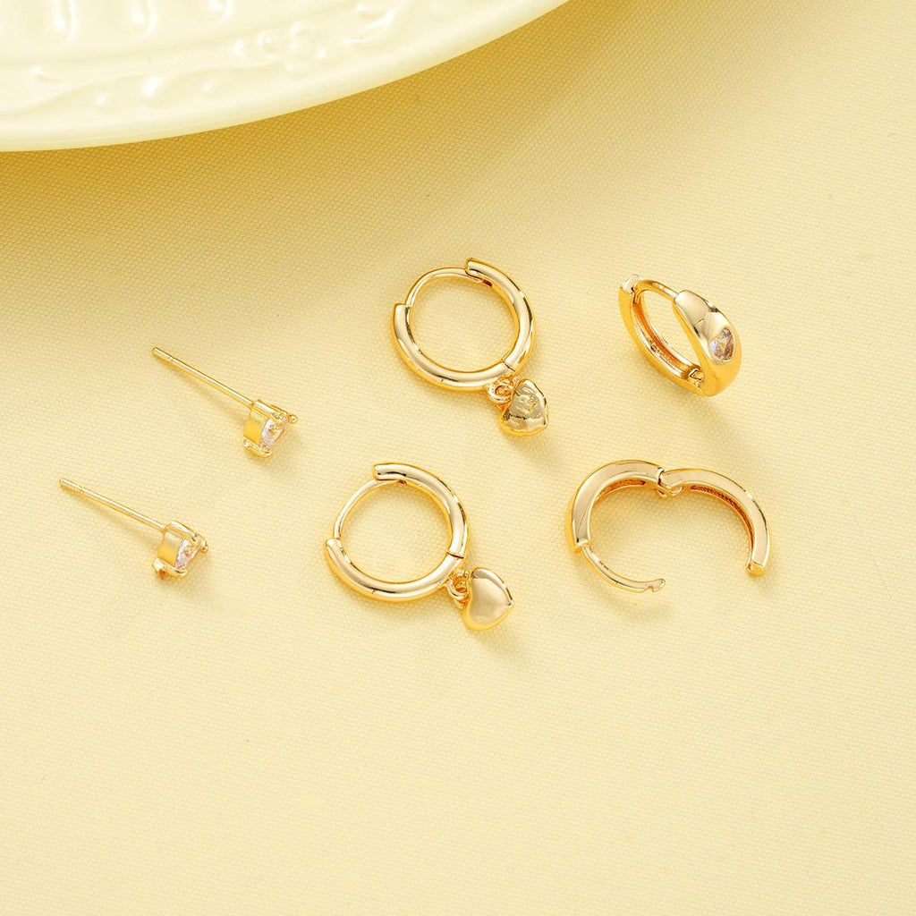 Damen Ohrringe-Set mit herzförmigen Anhängern und funkelnden Zirkonia Shop Nory