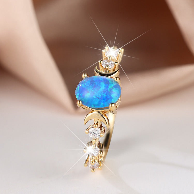 Damen Ring mit schimmerndem Opal und funkelnden Zirkonia-Steinen Shop Nory
