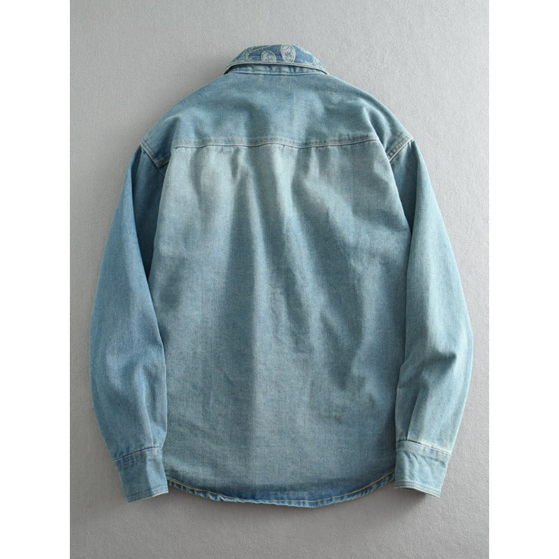 Unisex Overshirt aus gewaschenem Denim mit Relaxed‑Schnitt und Pattentaschen Shop Nory