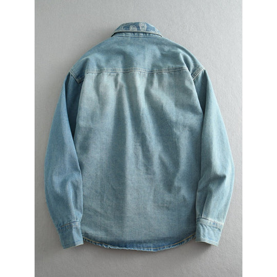 Unisex Overshirt aus gewaschenem Denim mit Relaxed‑Schnitt und Pattentaschen Shop Nory
