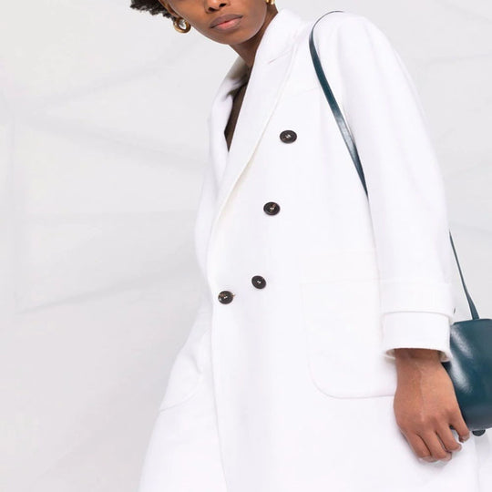Damen Zweireihiger Midimantel im modernen Tailoring mit verlängertem Revers und aufgesetzten Taschen Shop Nory
