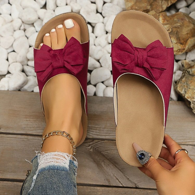 Damen Komfortable Kork-Sandalen mit dekorativem Schleifen-Design