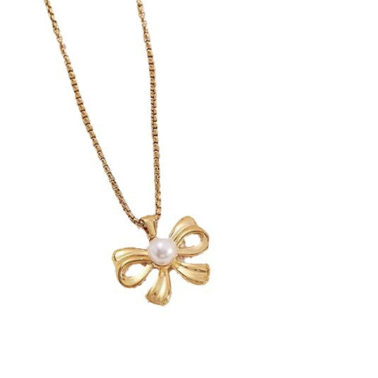 Damen Halskette mit elegantem Schleifenpendant und feiner Gliederkette Shop Nory