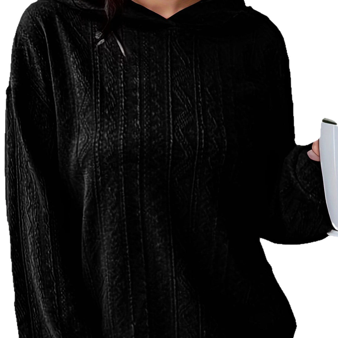 Damen Oversize Kapuzenpullover mit strukturierter Wellenoptik und Kängurutasche Shop Nory