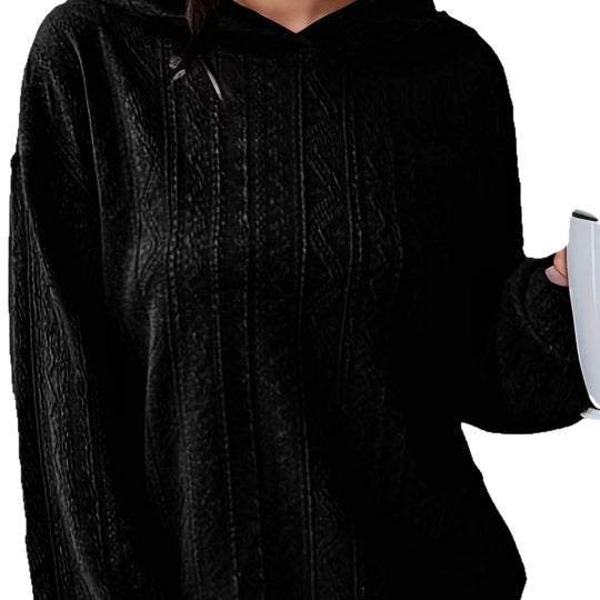 Damen Oversize Kapuzenpullover mit strukturierter Wellenoptik und Kängurutasche Shop Nory