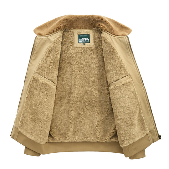 Herren Canvas-Fliegerblouson mit wärmender Teddyfleece-Innenlage und Sherpa-Kragen Shop Nory