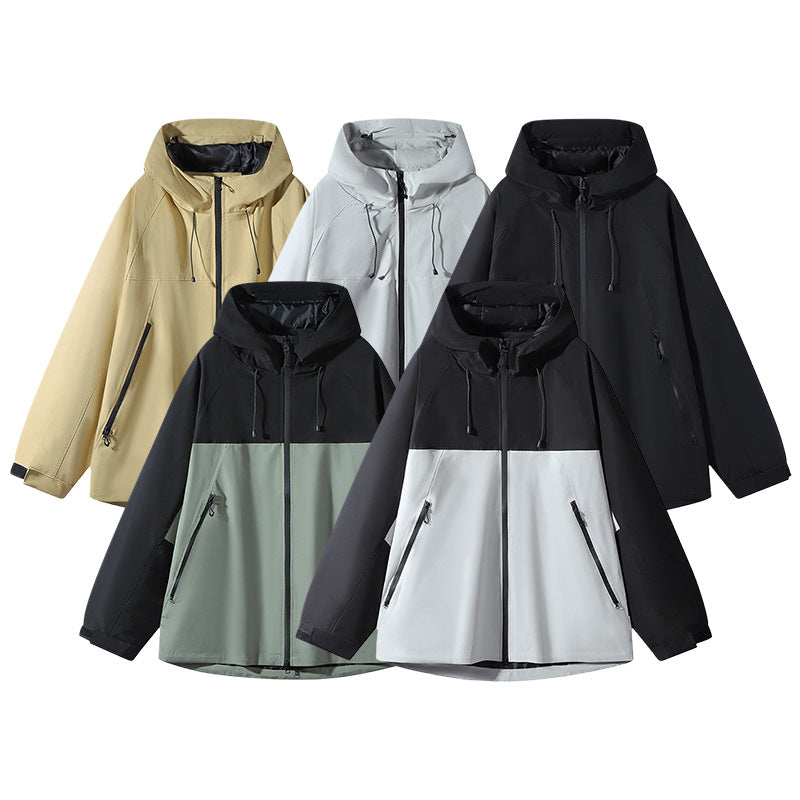 Unisex Wasserabweisende zweifarbige Softshell-Jacke mit Kapuze Shop Nory