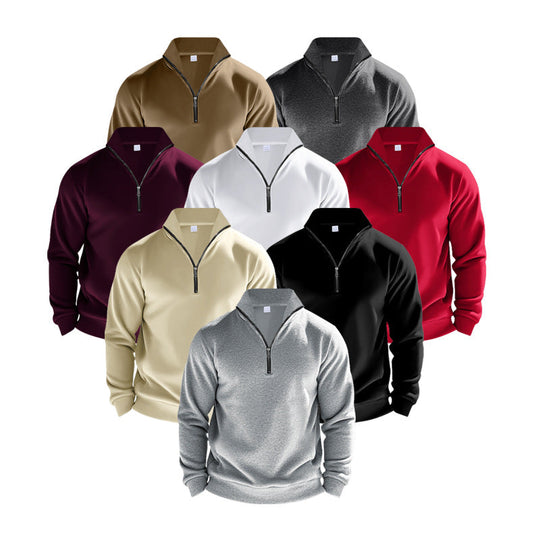 Herren leichter Fleecepullover mit Stehkragen und halblangem Reißverschluss