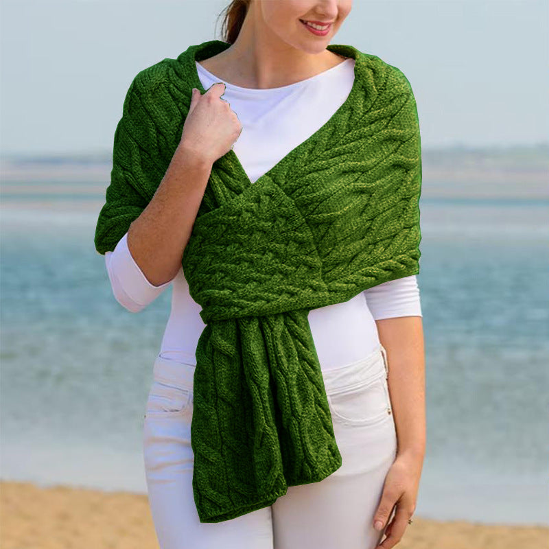 Damen Strickschal mit Zopfmuster & Vielseitigem Tragekomfort