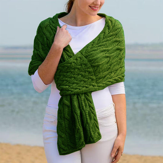 Damen Strickschal mit Zopfmuster & Vielseitigem Tragekomfort