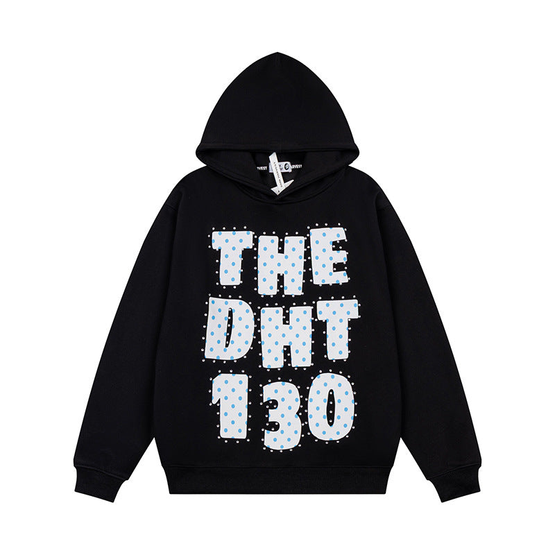 Unisex Oversize-Kapuzenpullover mit Statement-Print und Polka‑Dot-Applikation Shop Nory