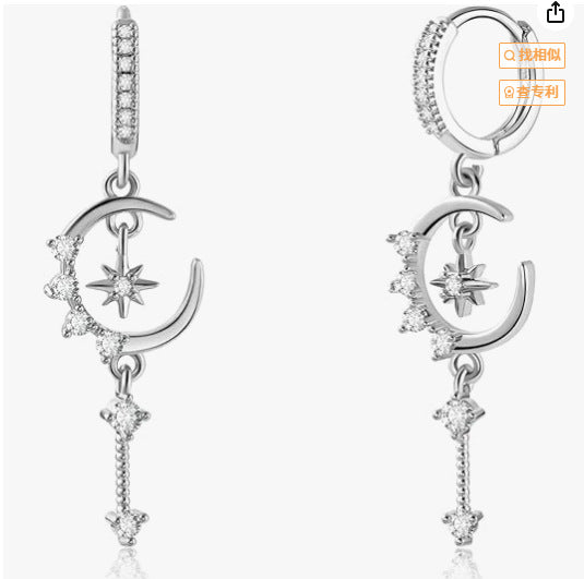 Damen Ohrhänger mit Mond- und Sternenmotiv Shop Nory
